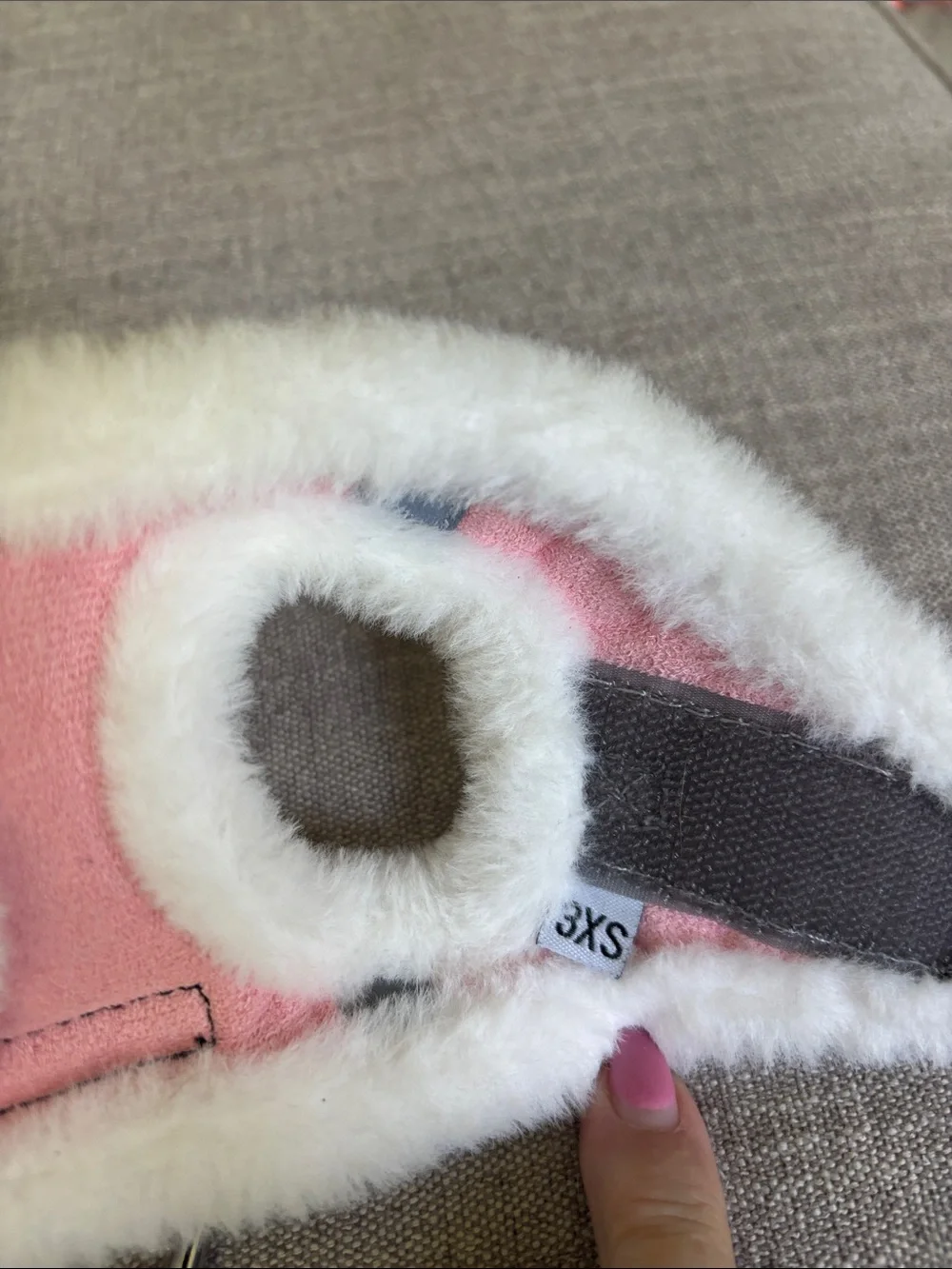Allitle Pink Faux Shearling cat dog sherpa faux fur xxs Pet Harness with leash